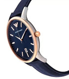 Emporio Armani Renato Analog Blue Dial Black Leather Strap Watch For Men - AR2506