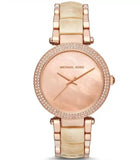 Michael Kors Parker Mother of Pearl Pink Dial Two Tone Steel Strap Watch for Women - MK6402