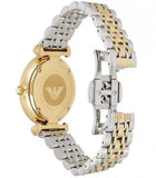 Emporio Armani Gianni T Bar Analog White Dial Two Tone Steel Strap Watch For Women - AR2076