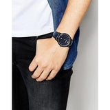 Emporio Armani Renato Blue Dial Blue Leather Strap Watch For Men - AR2479