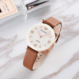 Emporio Armani Gianni T Bar Quartz Mother of Pearl White Dial Brown Leather Strap Watch For Women - AR11040