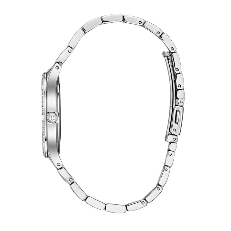 Bulova Crystal Collection Mother of Pearl Dial Silver Steel Strap Watch for Women - 96L263