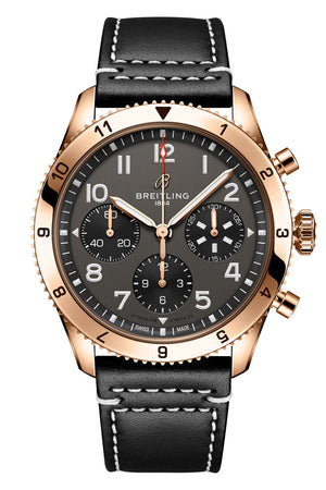 Breitling Super Avi Chronograph 42 P-51 Mustang Black Dial Black Leather Strap Watch for Men - R233801A1B1X1