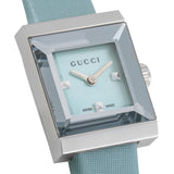 Gucci G-Frame Pastel Blue Mother of Pearl Dial Blue Leather Strap Watch For Women - YA128531