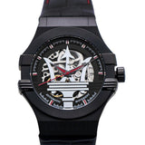 Maserati Potenza Automatic Black Dial Black Leather Strap Watch For Men - R8821108008