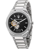 Maserati Stile Automatic Black Dial Silver Steel Strap Watch For Men - R8823142002