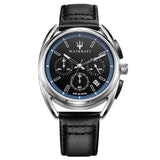 Maserati Trimarano Chronograph Black Dial Black Leather Strap Watch For Men - R8871632001