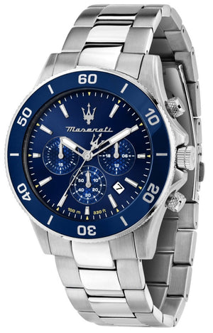 Maserati Competizione Chronograph Blue Dial Silver Steel Strap Watch For Men - R8873600002