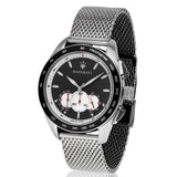 Maserati Traguardo Chronograph Black Dial Silver Mesh Bracelet Watch For Men - R8873612008