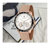 Maserati Traguardo 45mm Chronograph Rose Gold Mesh Strap White Dial Watch For Men - R8873612011