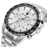 Maserati Traguardo Chronograph Silver Dial Silver Steel Strap Watch For Men - R8873612049