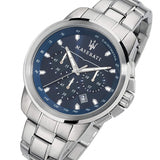 Maserati Successo Chronograph Blue Dial Silver Steel Strap Watch For Men - R8873621002