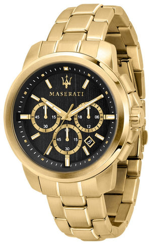 Maserati Successo 44mm Black Dial Gold Stainless Steel Strap Watch For Men - R8873621013