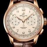 Breitling Premier B09 Chronograph 40 White Dial Brown Leather Strap Watch for Men - RB0930371G1P1