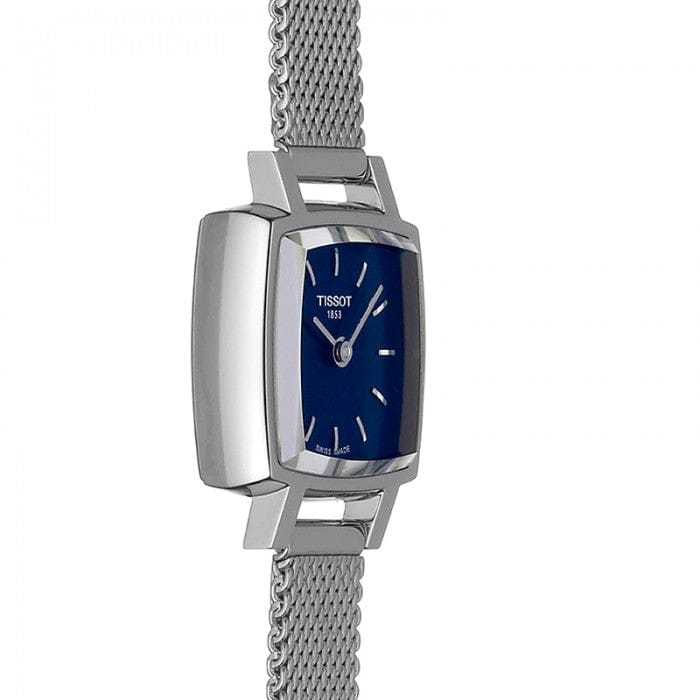 Tissot Lovely Square Blue Dial Silver Mesh Bracelet Watch For Women - T058.109.11.041.00