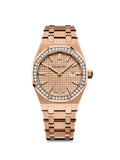 Audemars Piguet Royal Oak Quartz Diamonds Rose Gold Dial Rose Gold Steel Strap Watch for Women - 67651OR.ZZ.1261OR.03