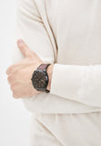 Fossil Everett Chronograph Black Dial Brown Leather Strap Watch for Men - FS5798