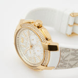 Michael Kors Sydney Quartz White Dial White Leather Strap Watch For Women - MK7221