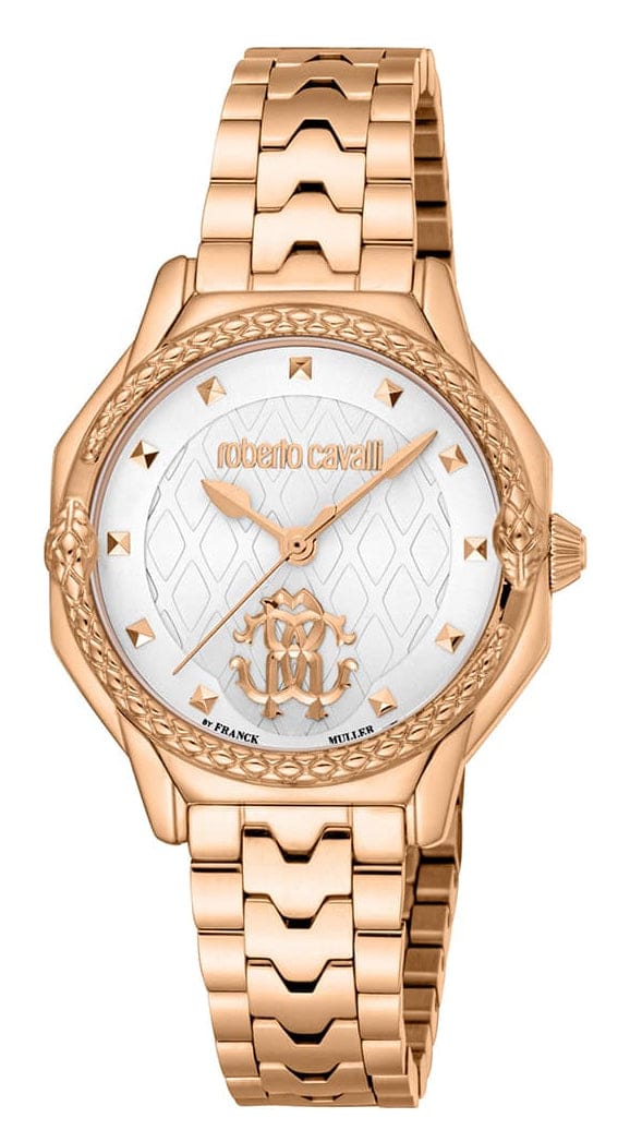 Just Cavalli Classic White Dial Rose Gold Steel Strap Watch for Women - RV1L225M0061