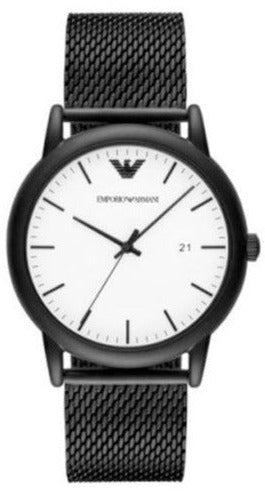 Emporio Armani Luigi White Dial Black Mesh Bracelet Watch For Men - AR11046