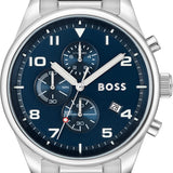 Hugo Boss View Chronograph Blue Dial Silver Steel Strap Watch For Men - 1513989