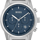 Hugo Boss Trace Chronograph Quartz Blue Dial Silver Steel Strap Watch For Men - 1514007