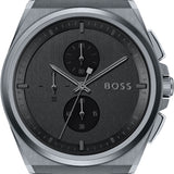 Hugo Boss Steer Chronograph Quartz Grey Dial Grey Steel Strap Watch For Men - 1513996