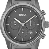 Hugo Boss Trace Chronograph Grey Dial Grey Steel Strap Watch For Men - 1514005