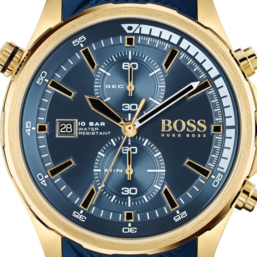 Hugo Boss Globetrotter Blue Dial Blue Silicone Strap Watch for Men - 1513822