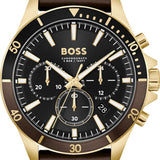 Hugo Boss Troper Chronograph Black Dial Brown Leather Strap Watch For Men - 1514100