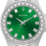 Bulova Phantom Classic Baguette Green Dial Silver Steel Strap Watch for Men - 96A253