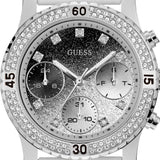 Guess Confetti Crystal Black Dial White Silicone Strap Watch For Women - W1098L1