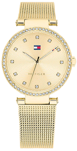 Tommy Hilfiger Lynn Quartz Gold Dial Gold Mesh Bracelet Watch For Women - 1781864