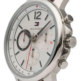 Tommy Hilfiger Landon Chronograph White Dial Brown Leather Strap Watch for Men - 1791531