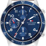 Tommy Hilfiger Jimmy Chronograph Quartz Blue Dial Brown Leather Strap Watch For Men - 1791946