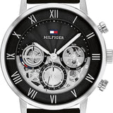 Tommy Hilfiger Legend Chronograph Black Dial Black Leather Strap Watch For Men - 1710565