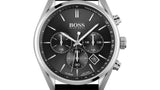 Hugo Boss Champion Black Dial Black Leather Strap Watch for Men - 1513816