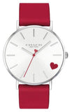 Coach Perry Silver Dial Red Leather Strap Watch for Women - 14503515