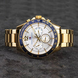 Tommy Hilfiger Luke Chronograph White Dial Gold Steel Strap Watch for Men - 1791121