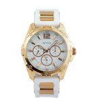 Guess Intrepid White Dial Two Tone Silicone Strap Watch For Women - W0325L6