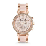 Michael Kors Parker Pink Dial Two Tone Steel Strap Watch for Women - MK6110