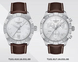 Tissot PR 100 Sport Quartz Chronograph Silver Dial Brown Leather Strap Watch For Men - T101.617.16.031.00