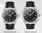 Tissot PR 100 Sport Quartz Chronograph Black Dial Black Leather Strap Watch For Men - T101.617.16.051.00