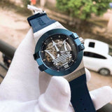 Maserati Potenza Skeleton Dial Quartz Blue Silicon Watch For Men - R8821108028