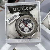 Guess Empire Quartz Black Dial Silver Steel Strap Watch For Men - GW0489G1