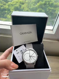 Calvin Klein Minimal White Dial Silver Mesh Bracelet Watch for Women - K3M5215X