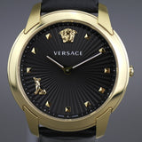 Versace Audrey Quartz Black Dial Black Leather Strap Watch for Women - VELR00319