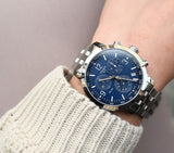 Tissot PRC 200 Chronograph Quartz Blue Dial Silver Steel Strap Watch For Men - T114.417.11.047.00