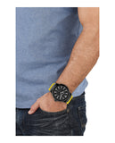 Salvatore Ferragamo F-80 Quartz Black Dial Yellow Rubber Strap Watch for Men - SFHY01522