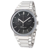 Salvatore Ferragamo Sapphire Chronograph Black Dial Silver Steel Strap Watch for Men - SFME00321